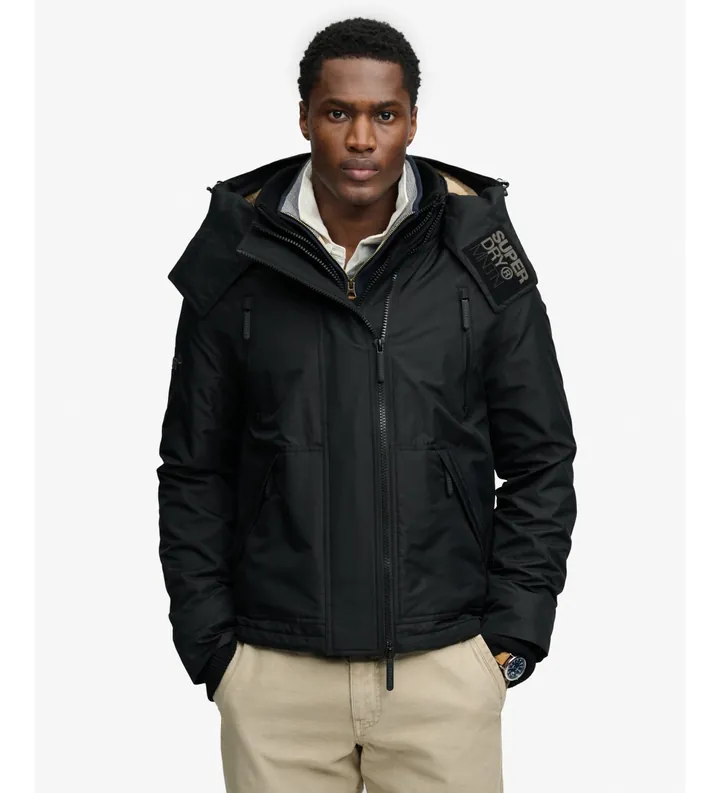 Superdry para hombre. M5012421A Chaqueta Hooded Arctic negro (L), Casual, Poliéster Reciclado