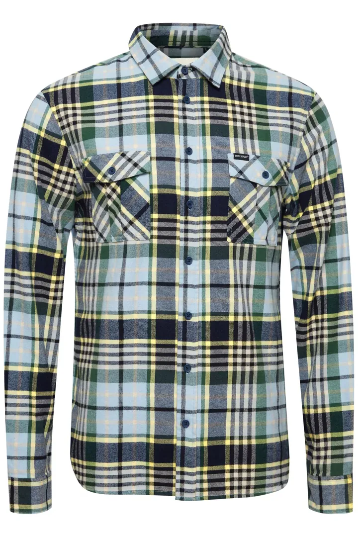 BLEND Camisa azul cielo / amarillo claro / verde oscuro / negro