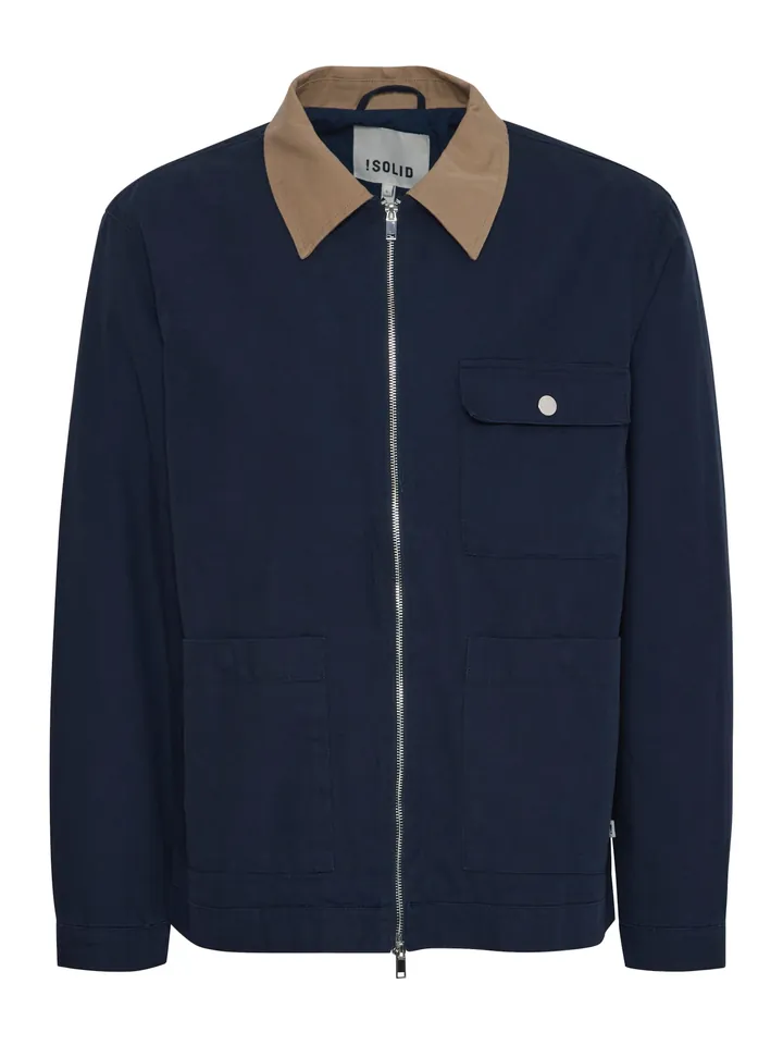 !Solid Chaqueta de entretiempo azul / marrón