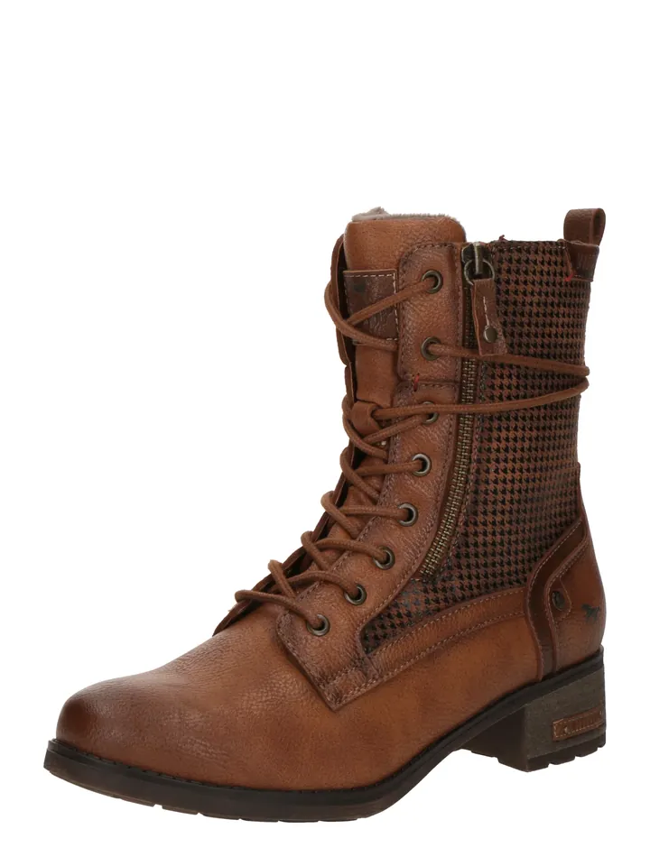 MUSTANG Botines con cordones cognac / negro