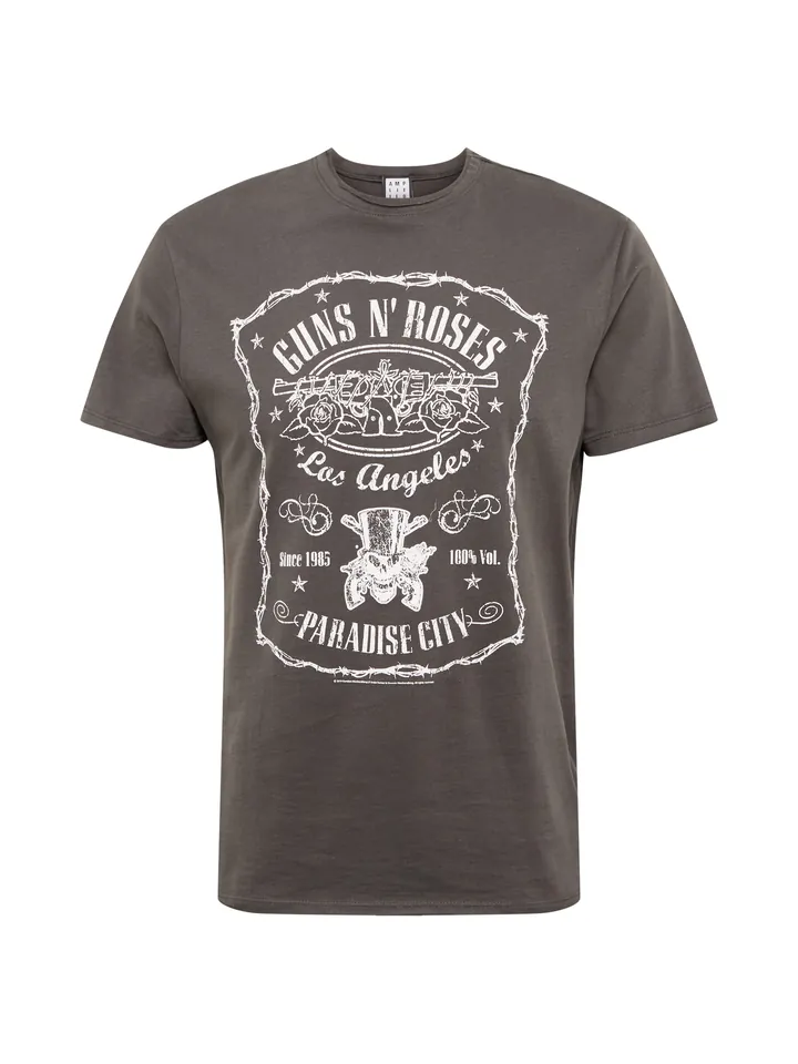 AMPLIFIED Camiseta 'GUNS N ROSES' gris oscuro / blanco