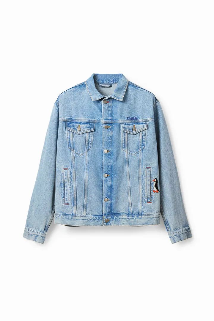 Desigual, Chaqueta vaquera trucker bordados, Algodon, Azul, L