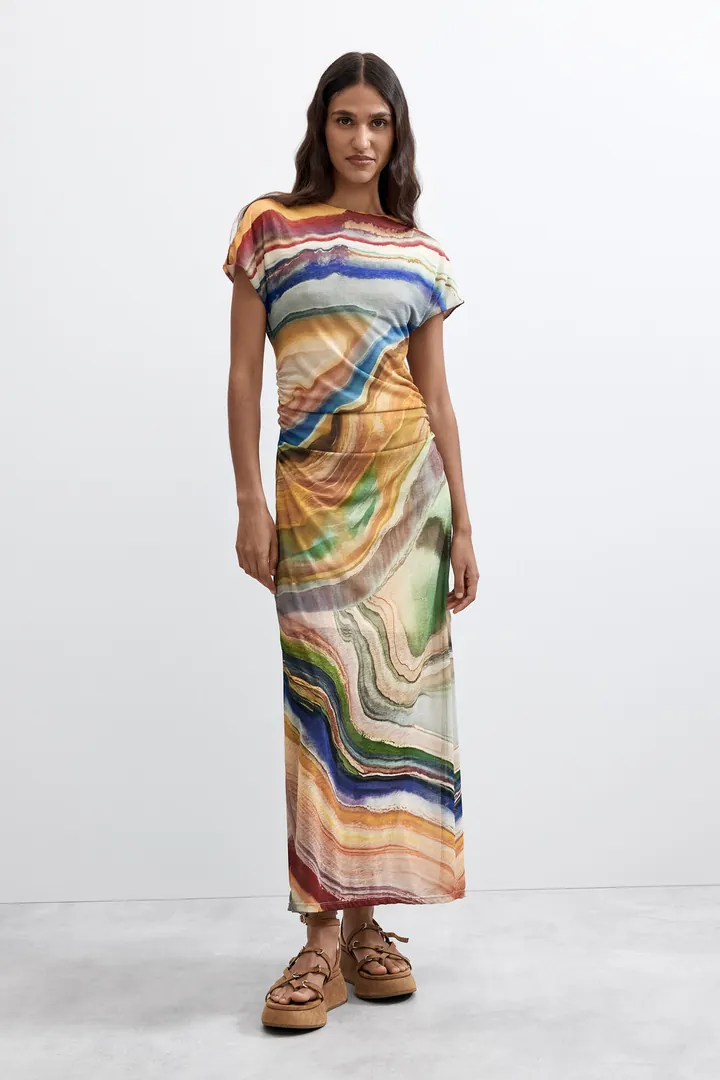 Desigual, Vestido Punto Manga Corta, Mujer, Poliester, Negro, L