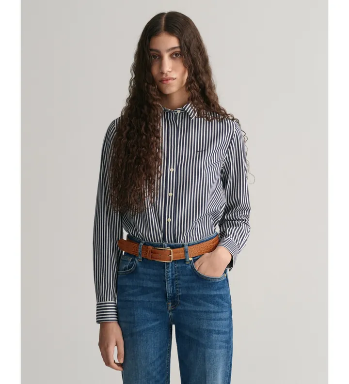 Gant para mujer. 4300214 Camisa Regular Fit de popelina a rayas (34), Casual, Algodón, Manga larga