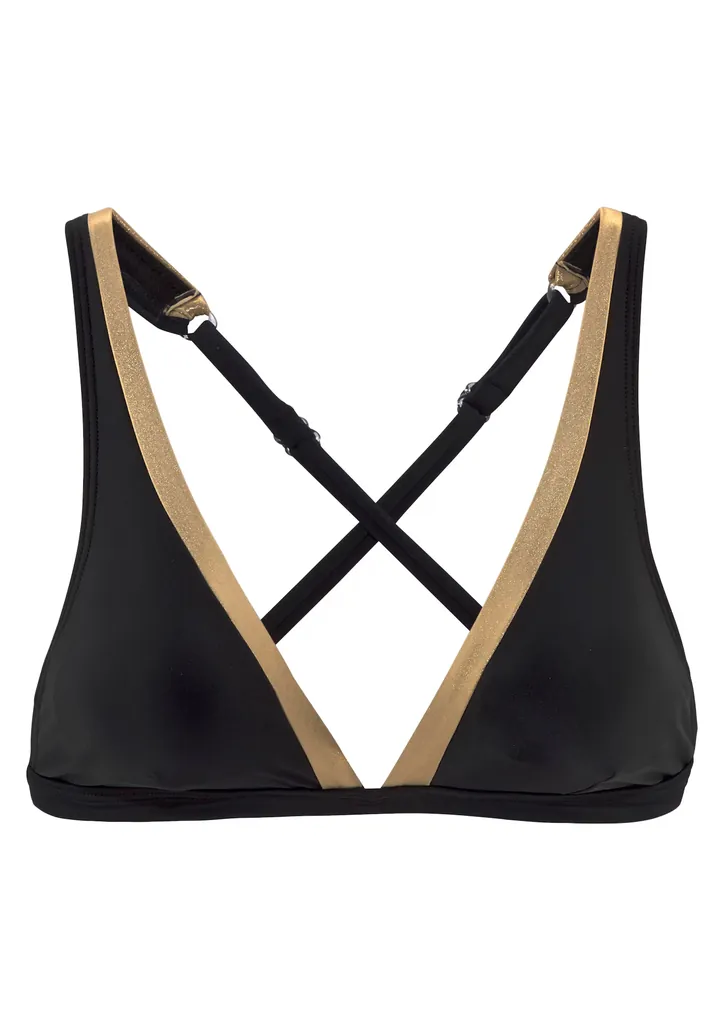 LASCANA Top de bikini dorado / negro
