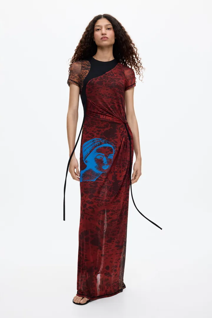 Desigual, Vestido Largo estampado Ottolinger, Mujer, Rojo, L