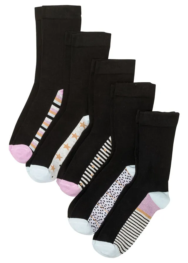 Calcetines con puños sin presión (5 pares) de algodón orgánico