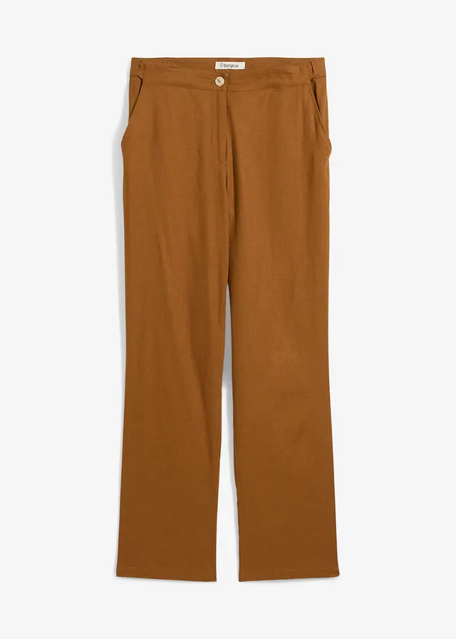 Pantalón de talle alto de mezcla de lino y viscosa