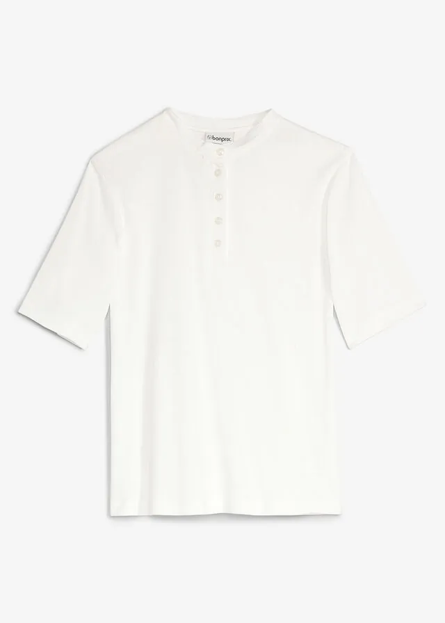 Camiseta de canalé de algodón orgánico puro