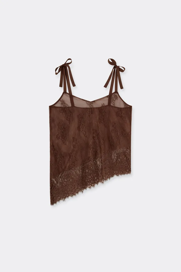 Intimissimi Top Asimétrico de Encaje Lace Perfection Mujer Marrón Tamaño L