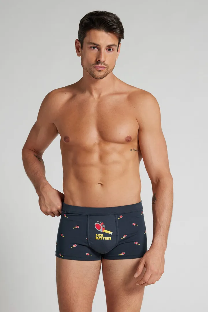Intimissimi Bóxer Algodón Superior Estampado Size Matters Hombre Azul Tamaño 38