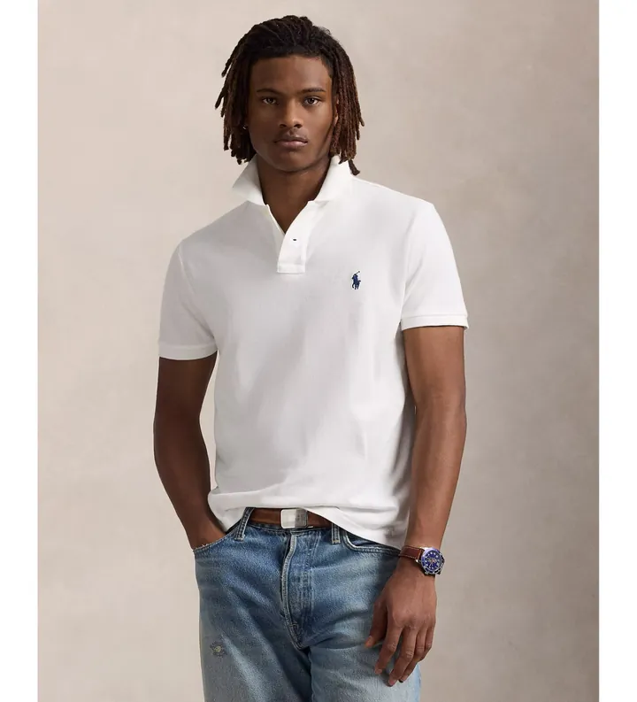 Polo Ralph Lauren para hombre. 710666998002 Polo de piqué Custom Fit blanco (3XL), Casual, Algodón, Manga corta