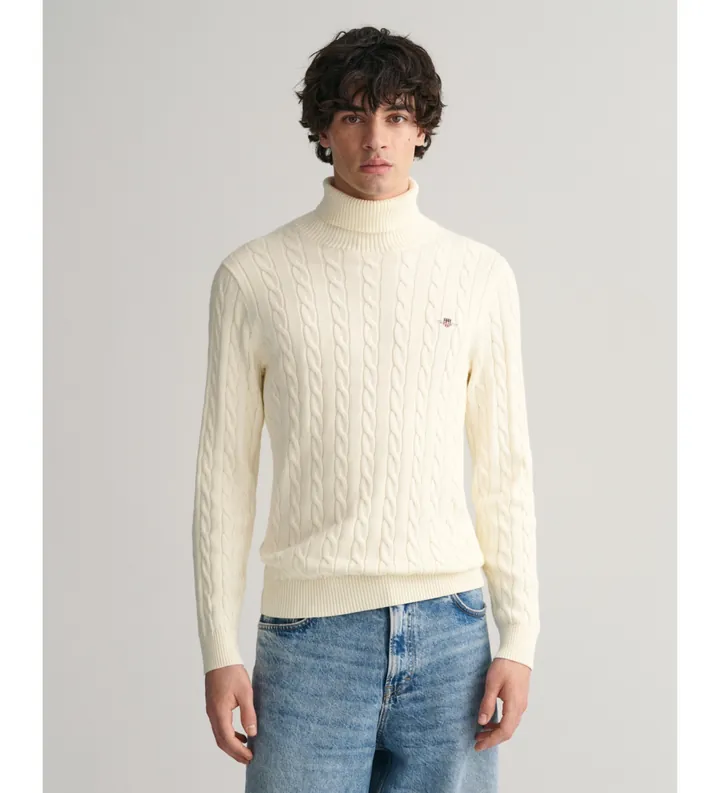 Gant para hombre. 8050607 Jersey de punto de ochos beige (L), Casual, Algodón