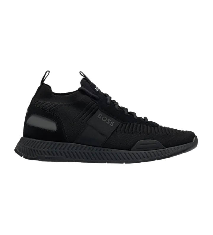 BOSS para hombre. 50498245 Zapatillas tipo calcetín negro (40), Plano, Cordones, Casual