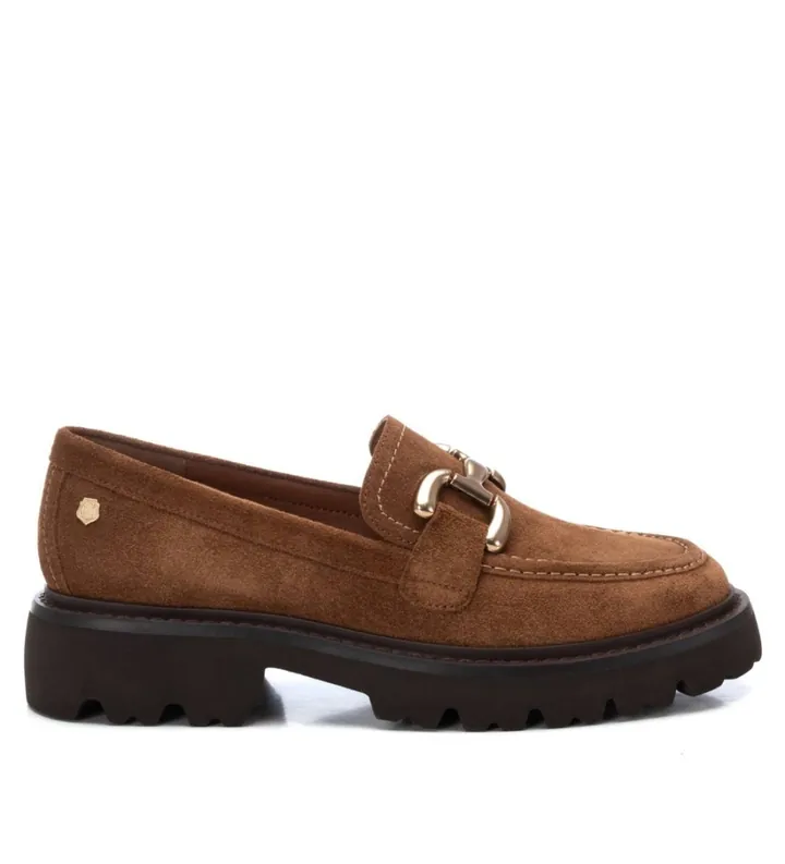 Carmela para mujer. 16195202-CAMEL Mocasines de piel 161952 marrón (36), Plano, Ninguno, Casual