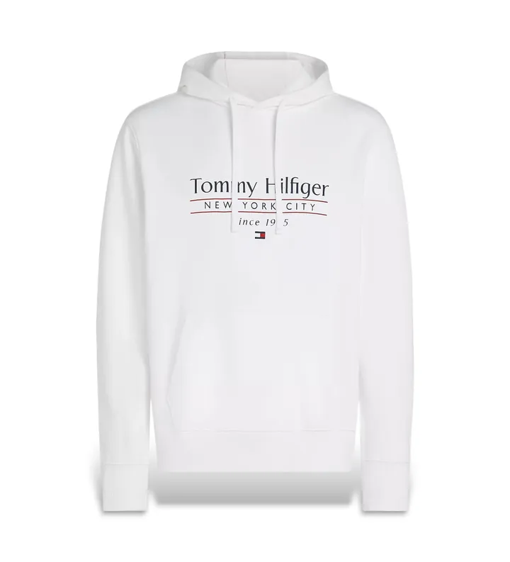 Tommy Hilfiger para hombre. MW0MW38672 Sudadera con capucha y logo blanco (XXL), Casual, Algodón