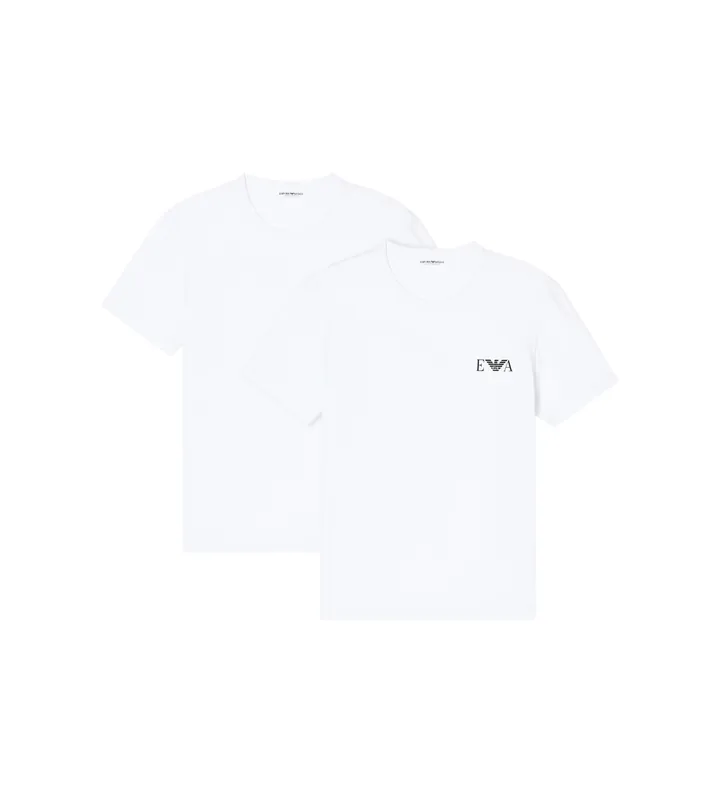 Emporio Armani para hombre. EM001849_AF14131 Set 2 camisetas Homie de corte ceñido blanco (L), Homewear, Algodón, Manga corta