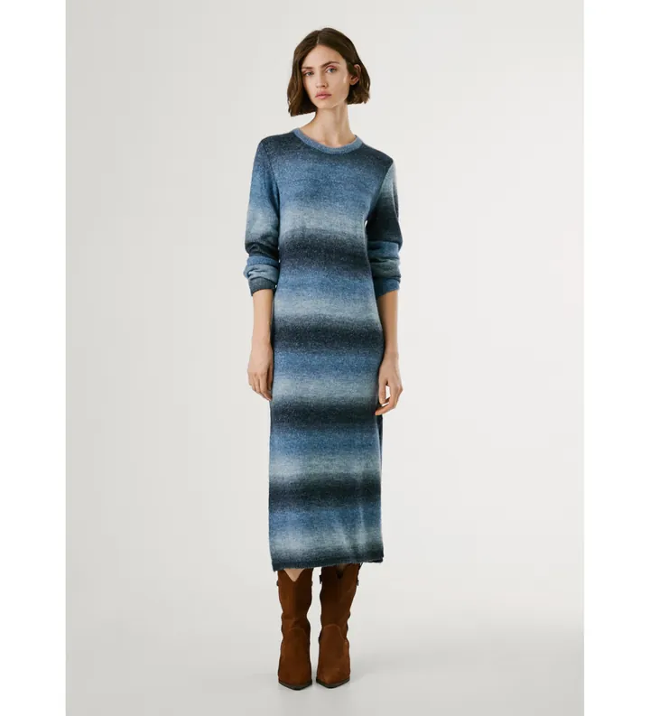 Pepe Jeans para mujer. PL9537713 Vestido Colombe azul (M), Casual, Poliéster, Manga larga