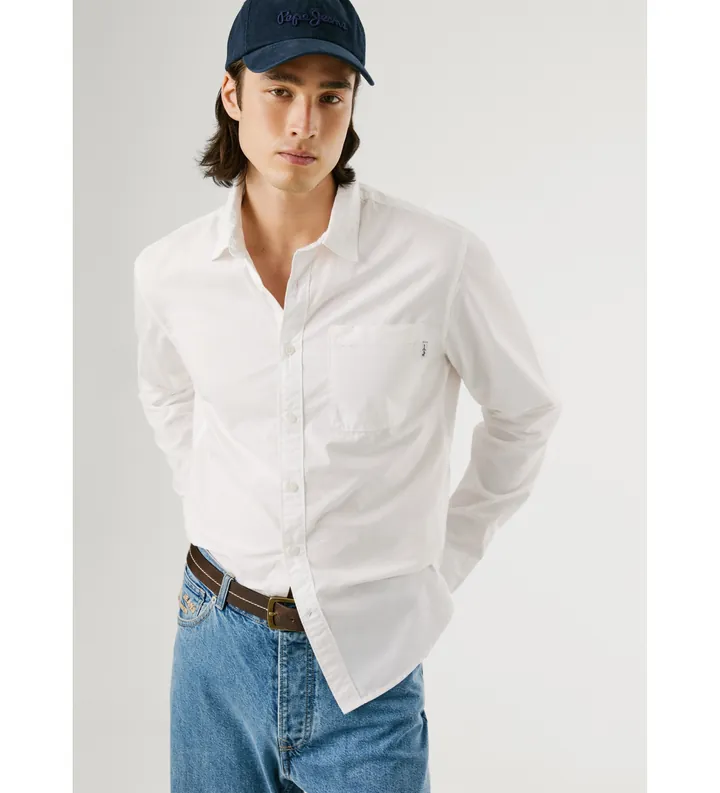 Pepe Jeans para hombre. PM3090838 Camisa Creed blanco (L), Casual, Algodón, Manga larga