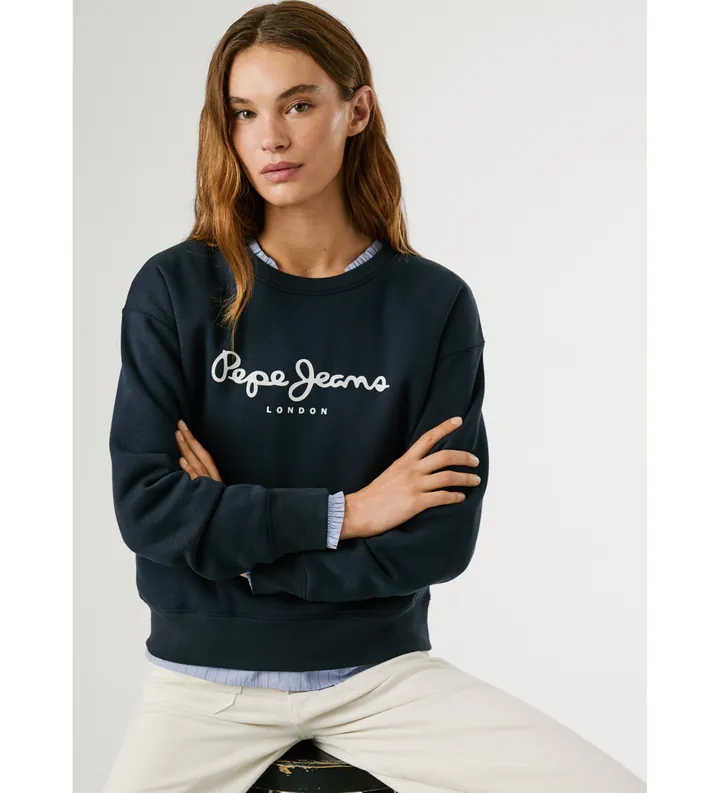 Pepe Jeans para mujer. PL5800002 Sudadera Baddy marino (L), Casual, Algodón