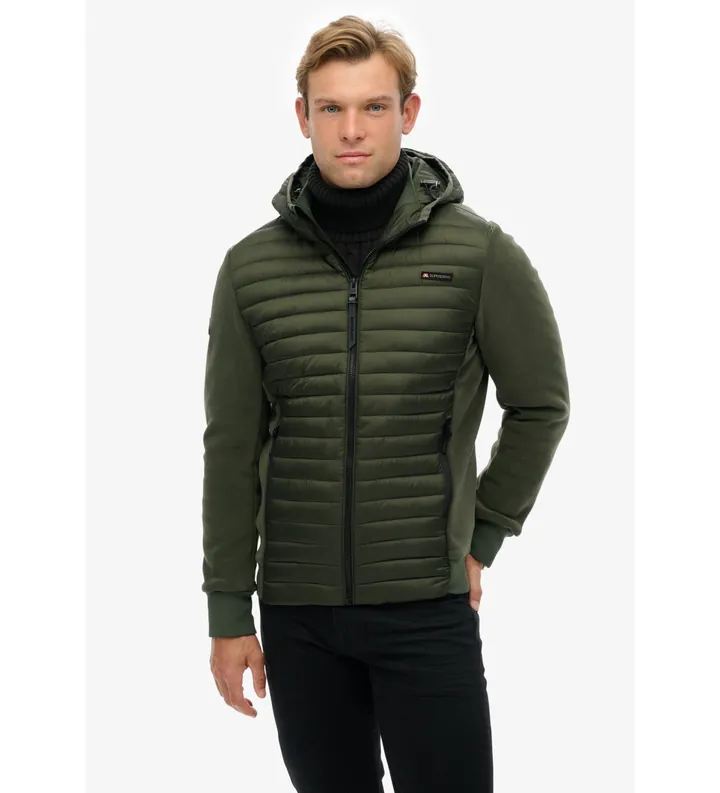 Superdry para hombre. M5012294A Chaqueta Storm verde (L), Casual, Poliéster