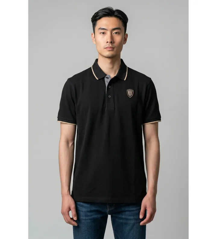 Blauer para hombre. 26SBLUT02288 Polo Damon negro (L), Casual, Algodón, Manga corta