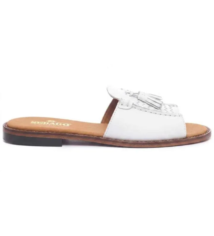 Sebago para mujer. 72127QW Sandalias de piel Will Slide Pop blanco (37), Plano, Ninguno, Casual
