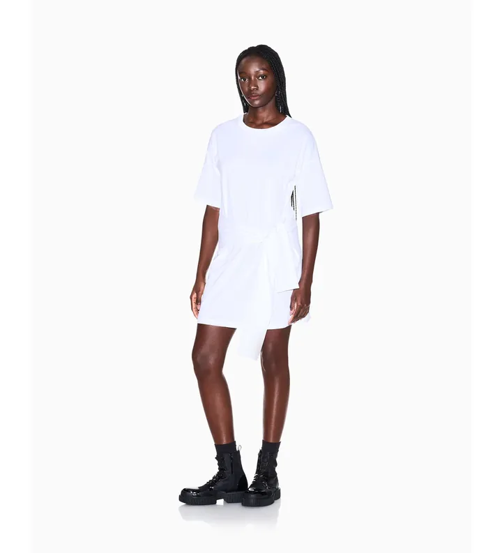 A|X Armani Exchange para mujer. XW002085AF10356U0002 Vestido Camisero blanco (L), Casual, Algodón, Manga corta