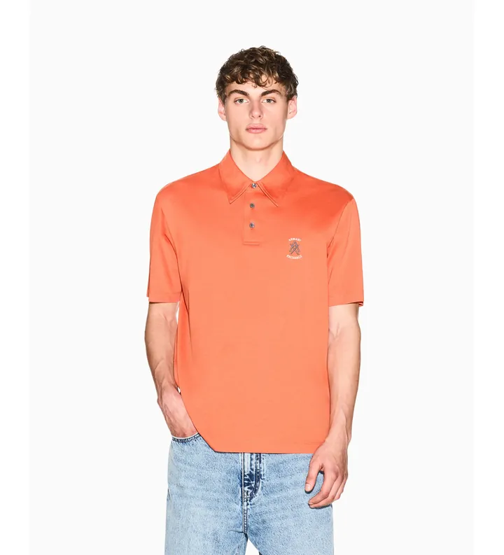 A|X Armani Exchange para hombre. XM002209AF10364U3040 Polo casual naranja óxido (L), Algodón, Clásico, Manga corta