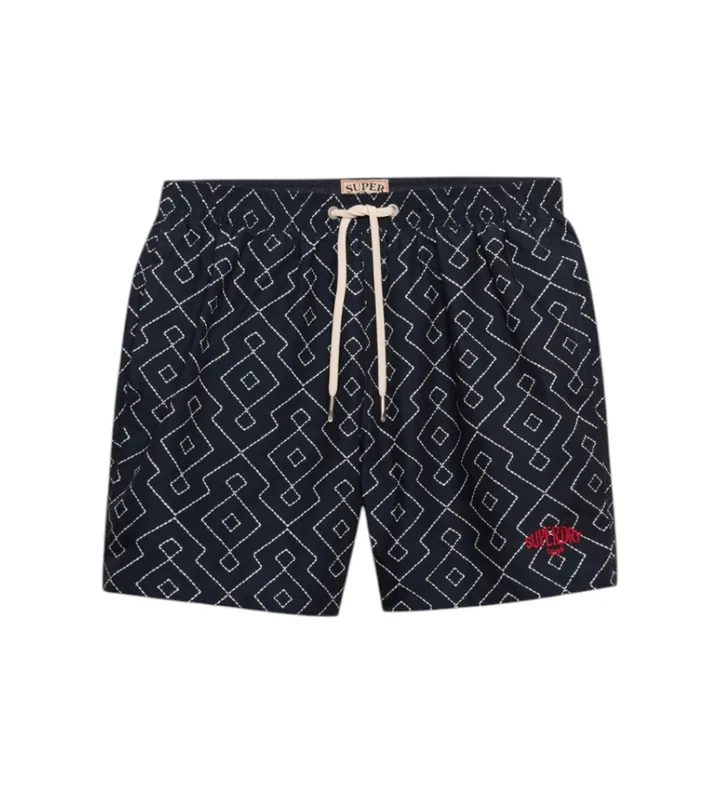 Superdry para hombre. M3010262A Bañador Premium Printed 15 marino (L), Beachwear, Poliéster Reciclado