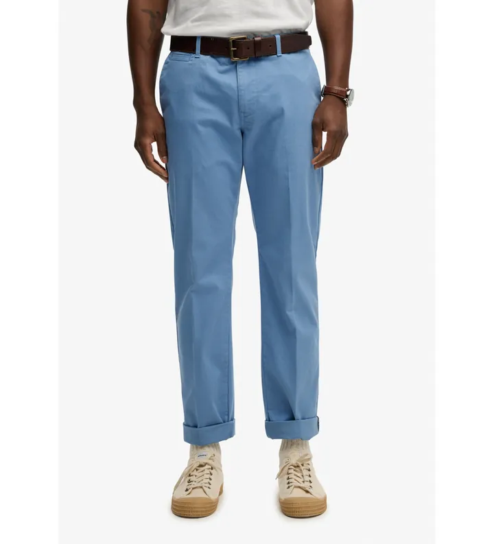 Superdry para hombre. M7011418A Pantalón Premium Regular Chino azul (30/32), Casual, Algodón, Clásico