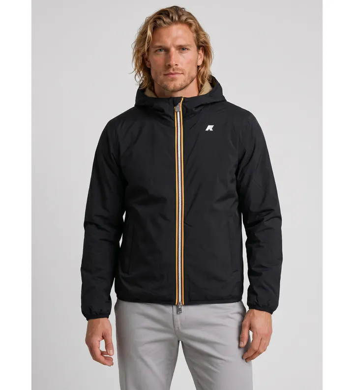 K-way para hombre. K6128VW Chaqueta Reversible Jack St Warm Double negro, beige (S), Casual, Nylon