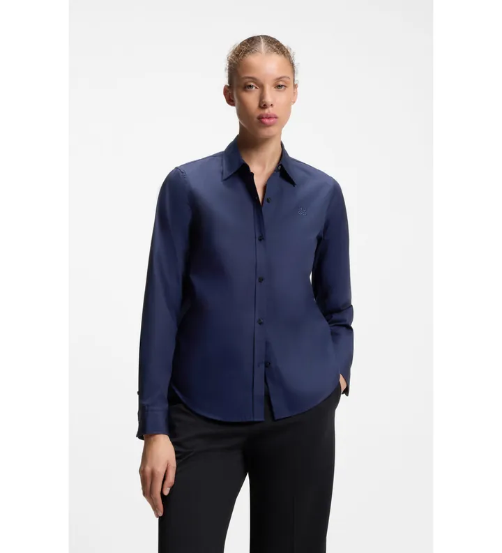 HUGO para mujer. 50552832 Camisa The Essential marino (36), Azul, Casual, Algodón, Manga larga