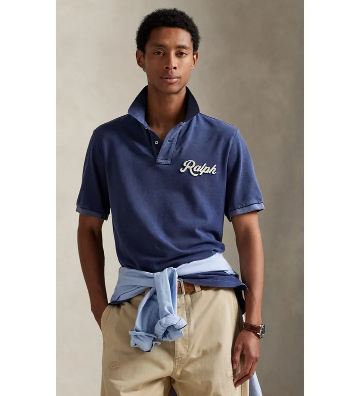 Polo Ralph Lauren para hombre. 710981803004 Polo con logotipo Ralph marino (L), Casual, Algodón, Manga corta