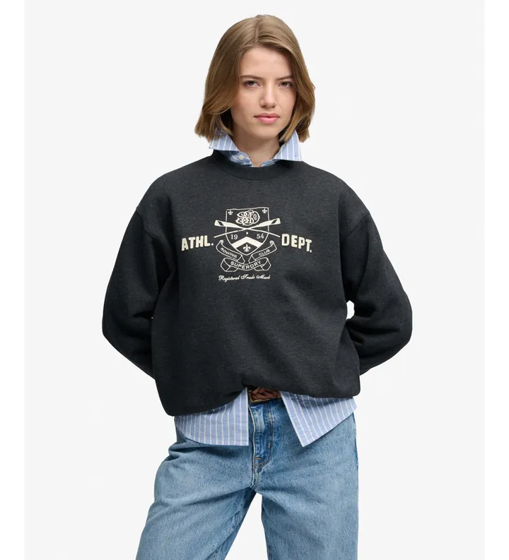 Superdry para mujer. W2012715A Sudadera Country Club negro (L), Casual, Algodón, Manga larga