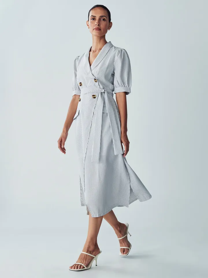 Willa Vestido 'Hampton' gris / blanco
