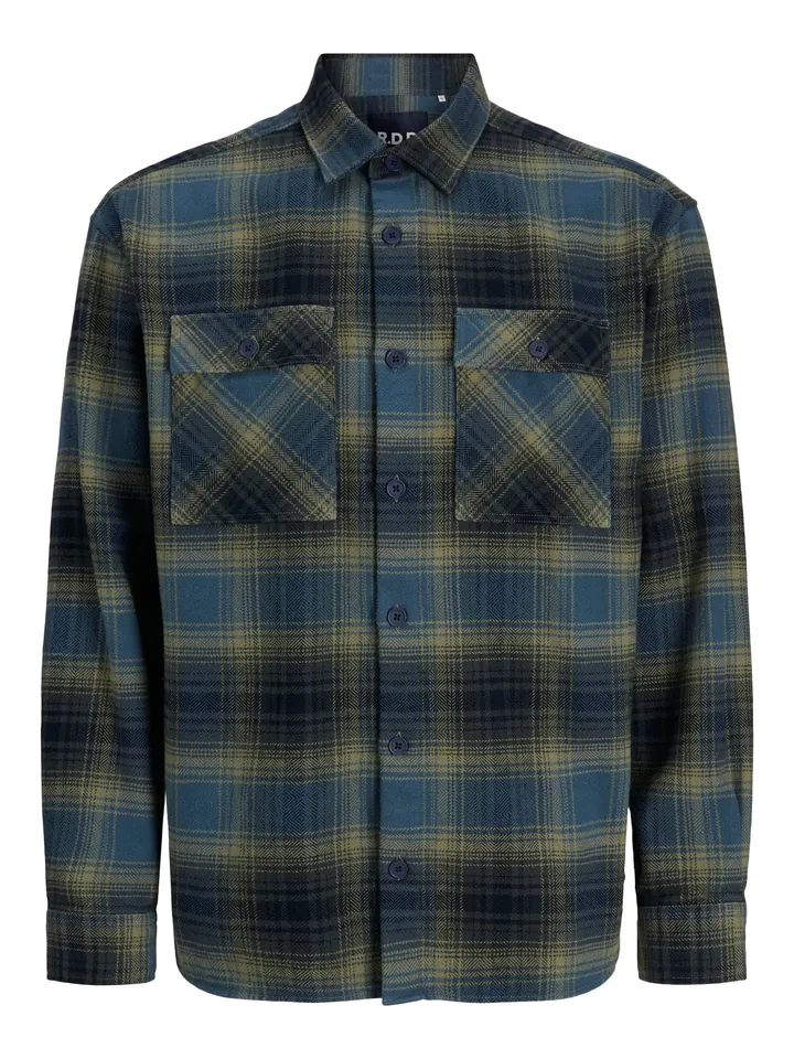 R.D.D. ROYAL DENIM DIVISION Camisa 'RDDCHARLES' azul cian / mostaza / gris / antracita