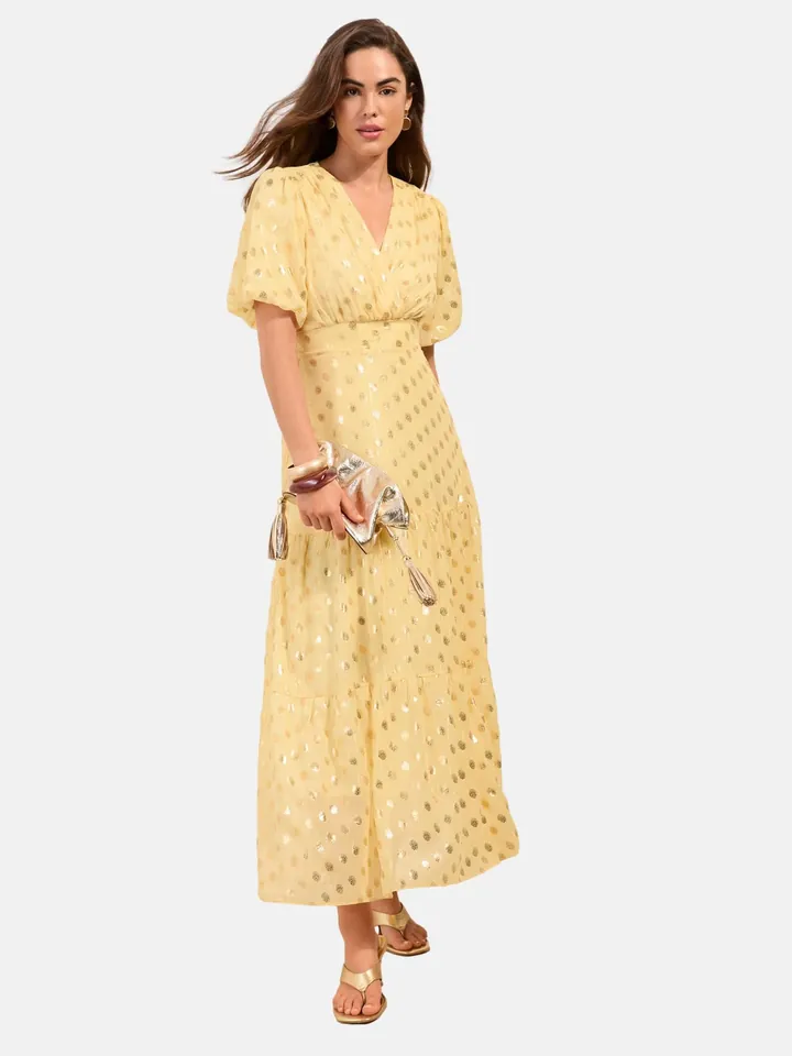 Friends Like These Vestido amarillo pastel / oro
