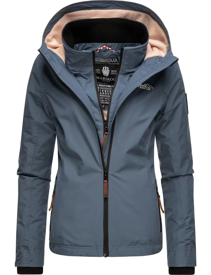 MARIKOO Chaqueta funcional 'Erdbeere' beige / azul paloma / negro