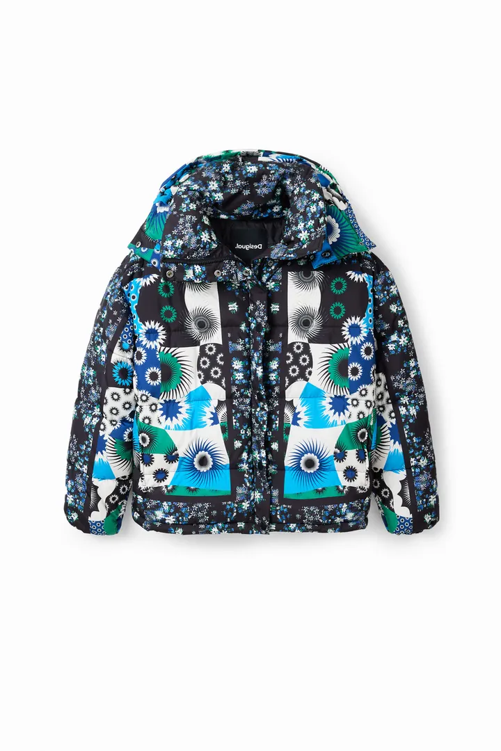 Desigual, Chaqueta acolchada patch, Poliester, Azul, L