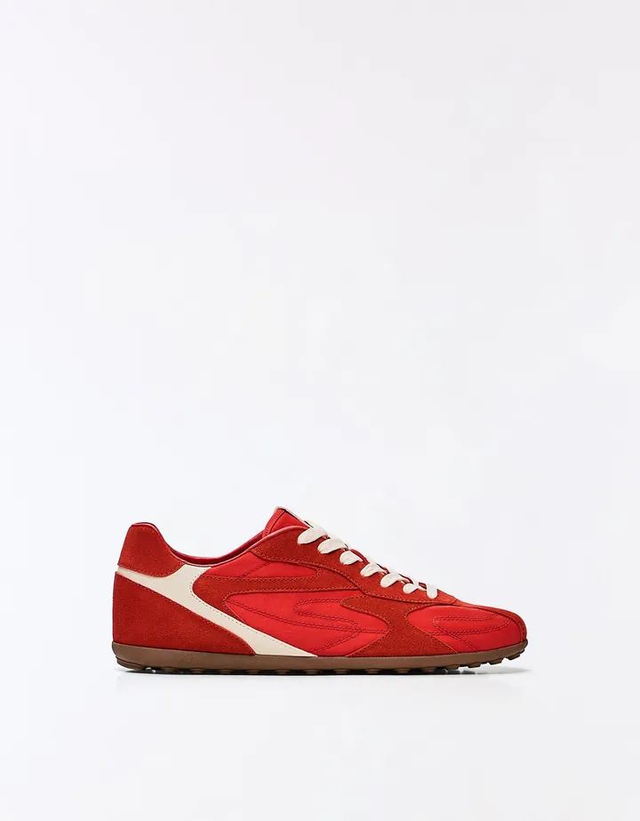 Bershka Zapatillas Estilo Retro Fino Hombre 40 Rojo
