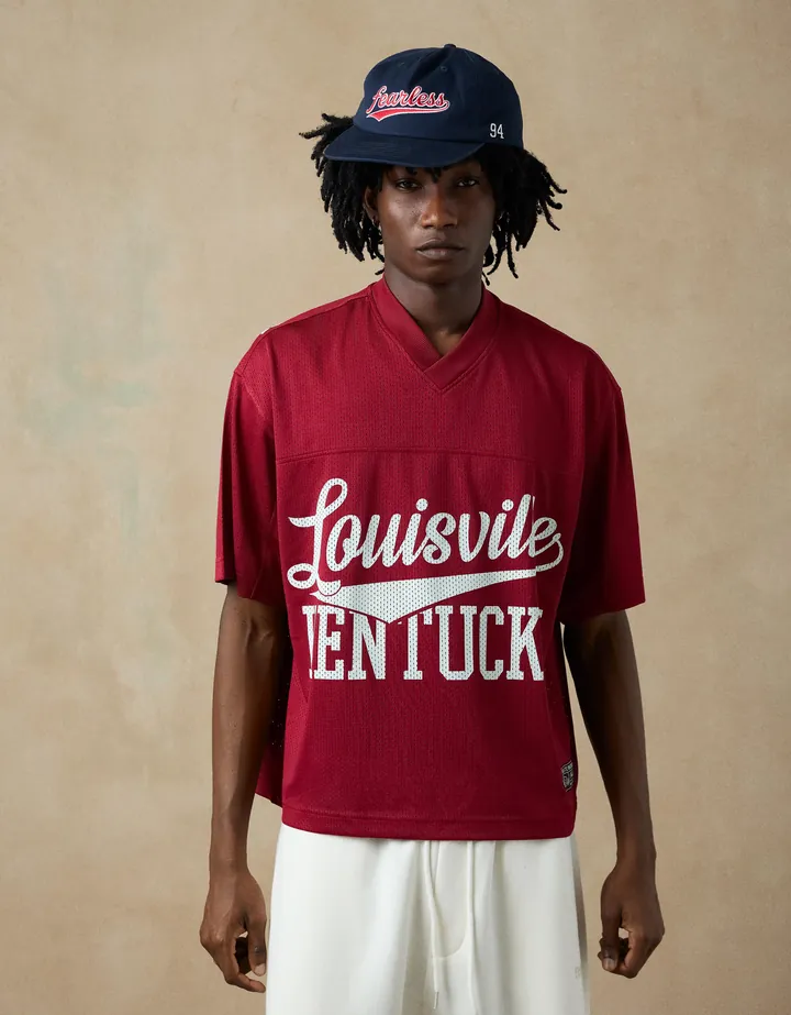 Bershka Camiseta Mesh Print Hombre L Rojo