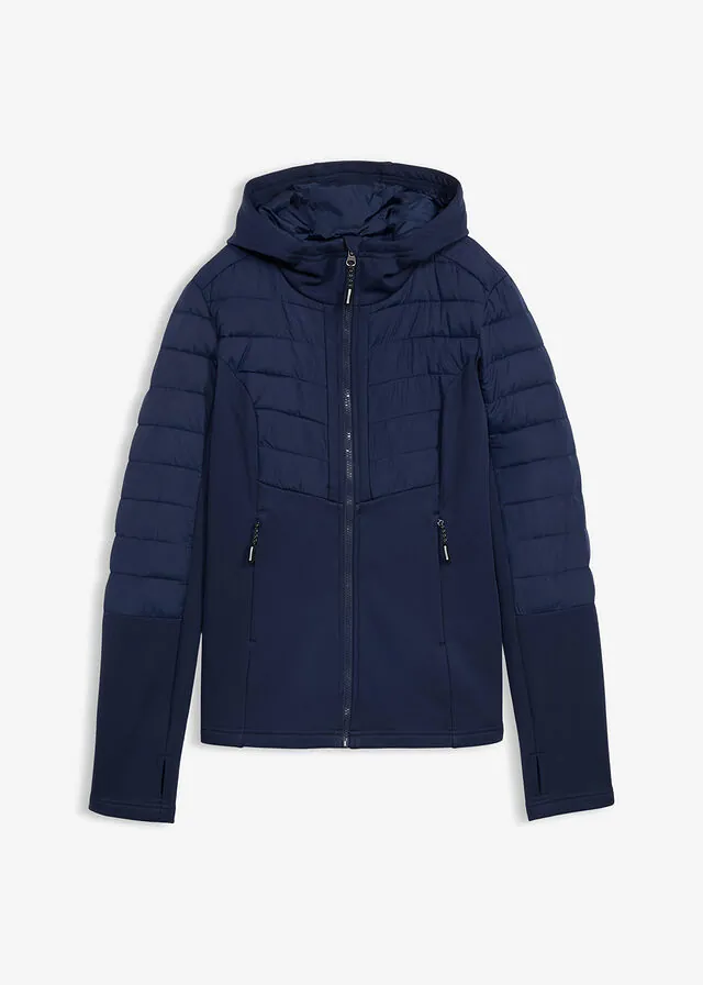 Chaqueta híbrida repelente al agua con inserciones acolchadas y de softshell
