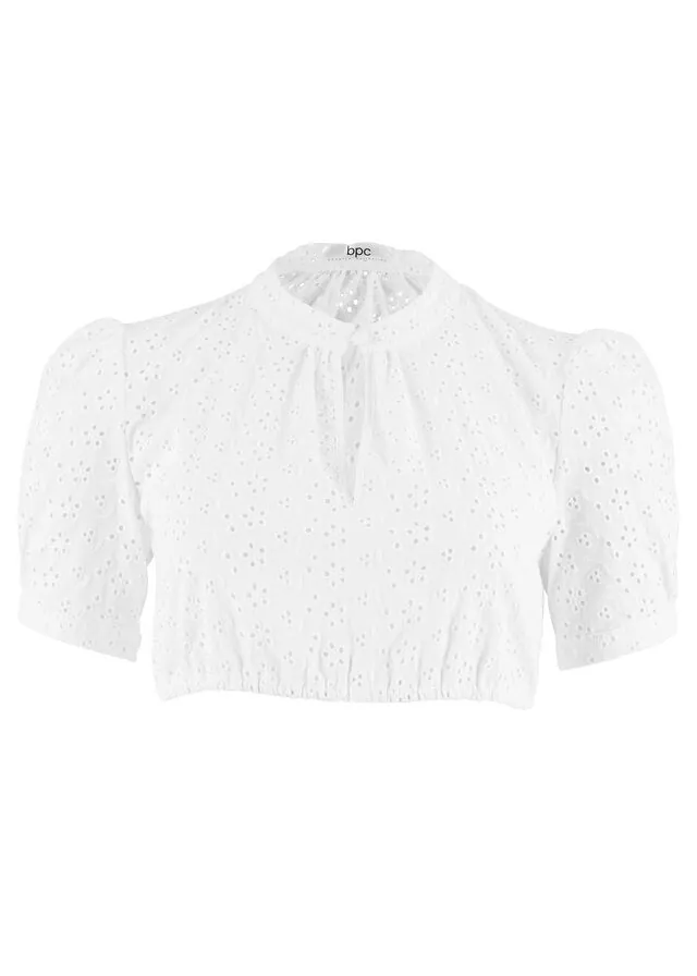 Blusa tirolesa con encaje calado