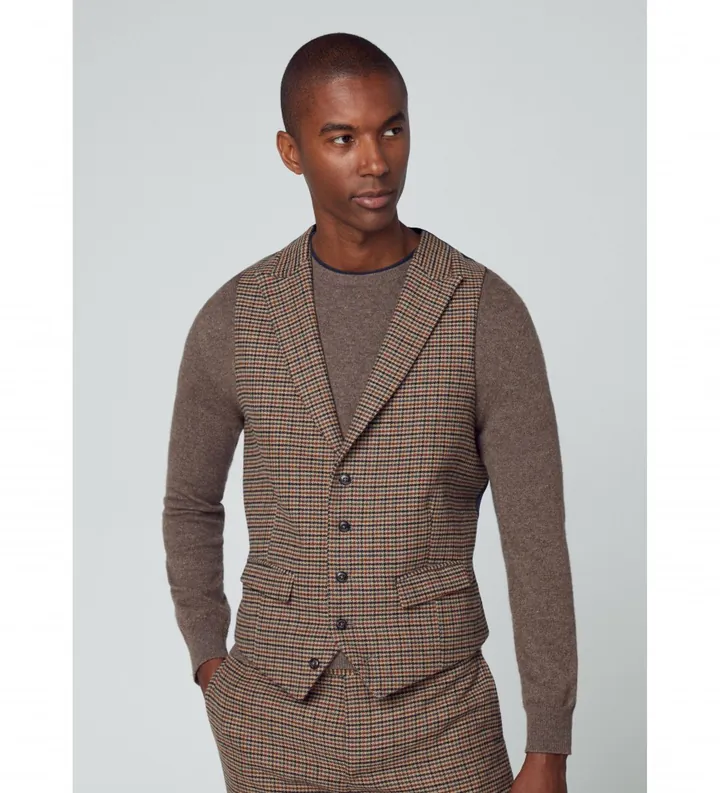 Hackett London para hombre. HM470474 Chaleco Gunclub marrón (38/32), Casual, Clásico, Poliéster