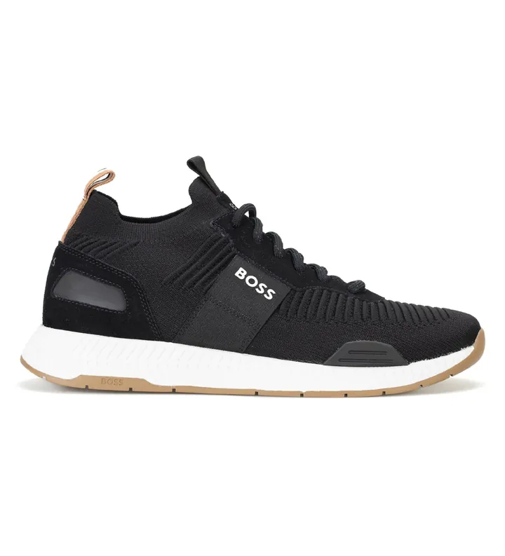 BOSS para hombre. 50498245 Zapatillas tipo calcetín gris oscuro (40), Tela, Plano, Cordones, Casual