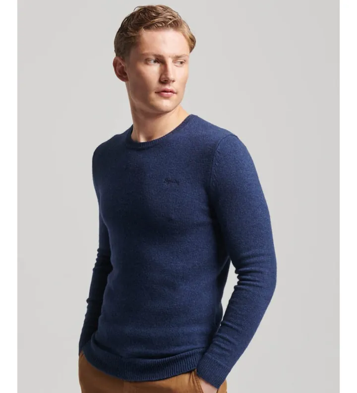 Superdry para hombre. M6110564A Jersey de cuello redondo Essential marino (XL), Casual, Nylon