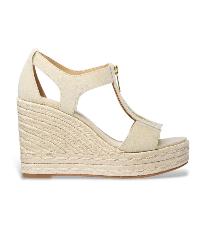 Michael Kors para mujer. 40S4BRMS9D Sandalias Berkley beige (40), Tela, más de 10cm, Cremallera, Casual