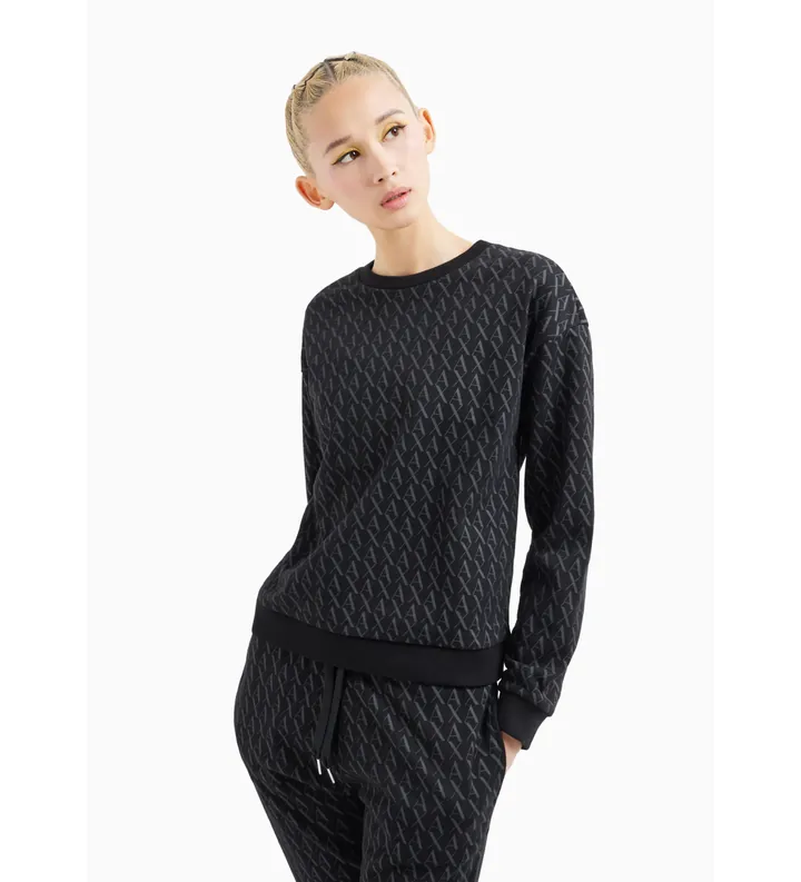 A|X Armani Exchange para mujer. 8NYMLGYJE5Z1200 Sudadera De Rizo Francés Negro (M), Casual, Algodón