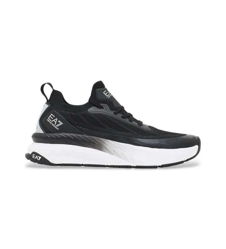 EA7 unisex. 7X000343_AF18639 Zapatillas Crusher Sonic Knit negro (40 2/3), Blanco, Plano, Cordones, Casual, Deportivo, Multideporte